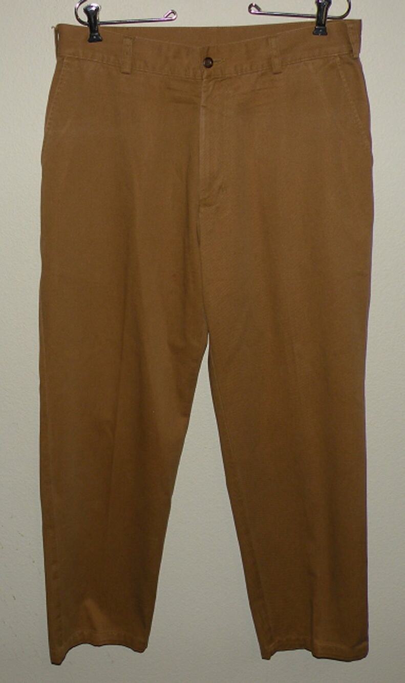 Cabela’s Men’s Canvas Khaki Pants 34 x 30 Brown Dark Tan Camel 100% Cotton